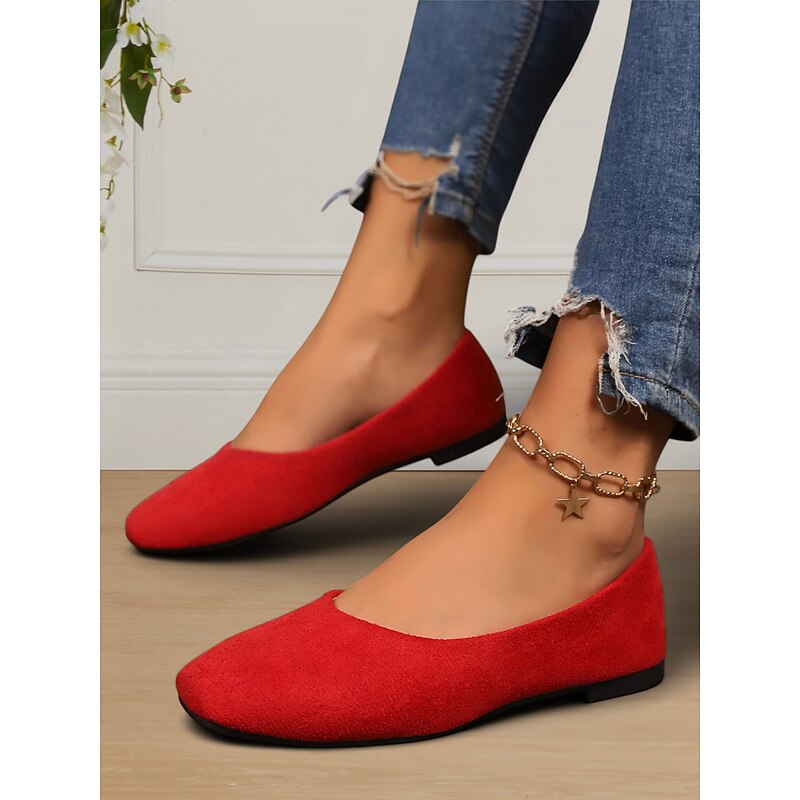 Women's Faux Suede Classic Square Toe Slip-On Flats for Everyday Wear, Office & Travel2