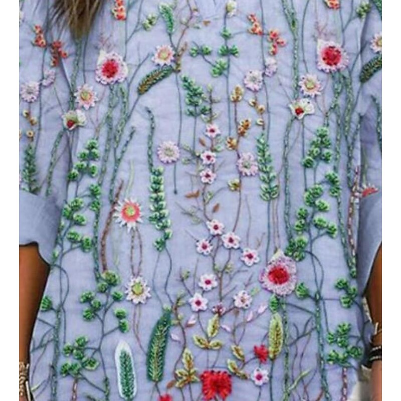 Women's Blouse Tunic V Neck Long Sleeve Boho Casual Tops 3D Print Graphic Animal Vintage Tropical Regular Tops Daily Wear Print Purple2