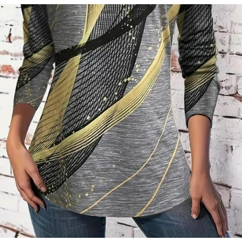 Women's T Shirt Floral Casual Short Sleeve Long Tops Daily Print Dark Gray Summer2