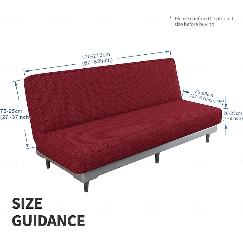 Jacquard Futon Cover Stretch Armless Futon Sofa Cover Soft Futon Slipcover with Elastic Bottom Thick Sofa Bed Furniture Protector Covers for Washable Futon2