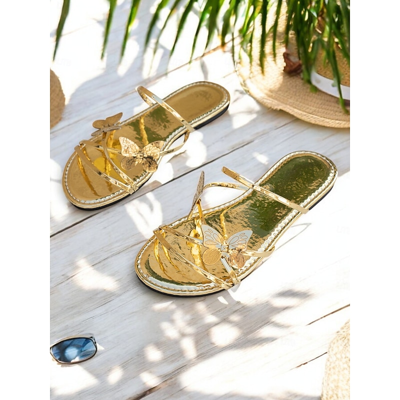 Women's Black Butterfly-Strap Flat Sandals – Stylish Open-Toe Casual Sandals for Beach, Vacation & Everyday Wear4