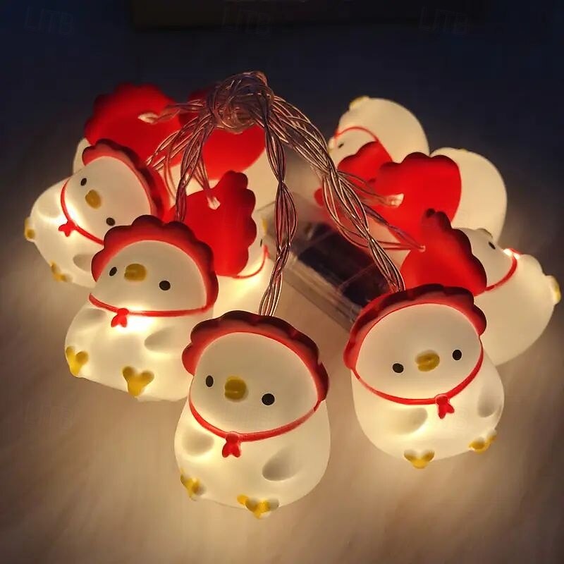 1.5m Easter Chicken String Lights 10LEDs Cute LED Rabbit & Cartoon Animal Fairy Lights, Holiday Party & Bedroom Decor4