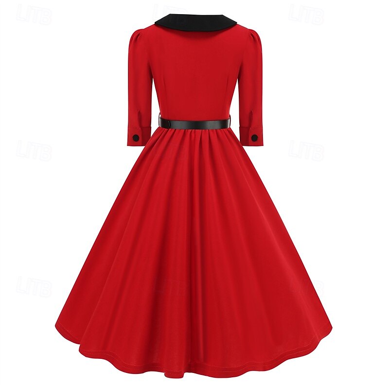 Retro Vintage 1950s Cocktail Dress Dress A-Line Fancy Dress Women's Carnival New Year Masquerade Casual Daily Bachelorette Party Adults' Dress3