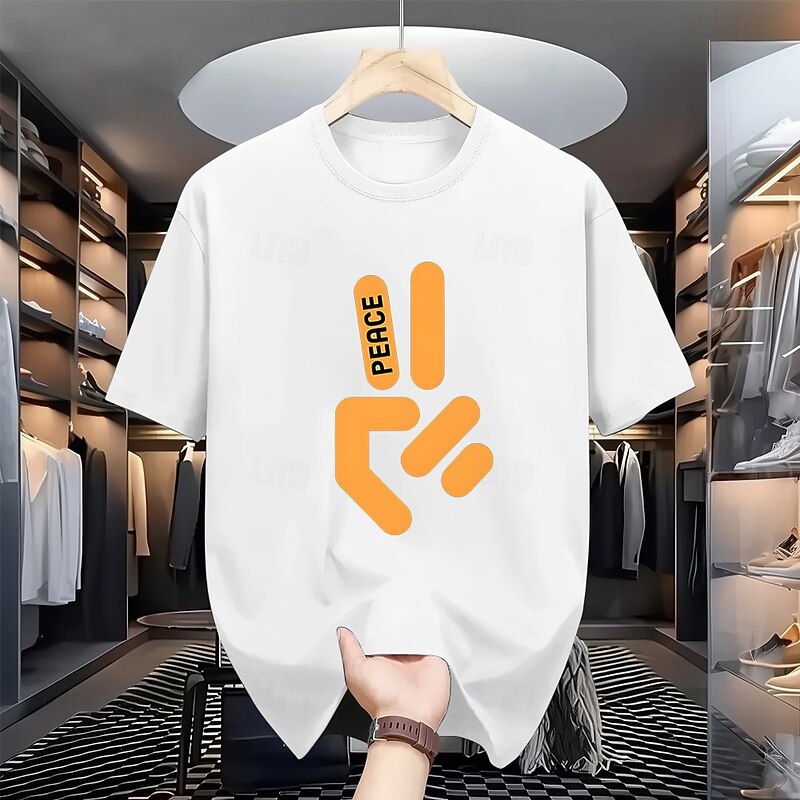 Men's Peace T Shirt 100% Cotton Short Sleeve Graphic Shirt Heather Gray Black White Comfortable Tee Street Fashion Designer Clothing3