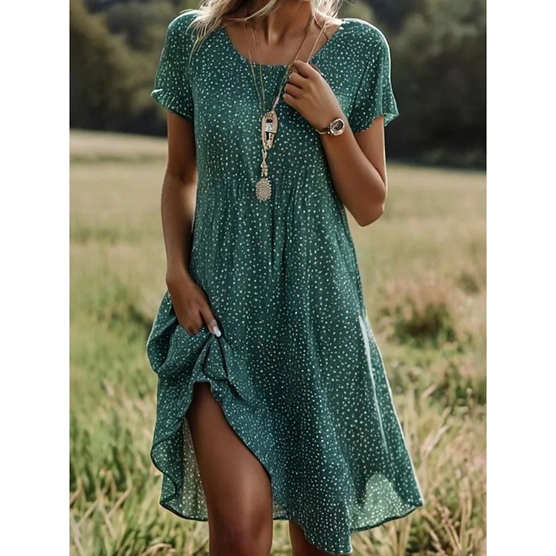 Women's Midi Dress A Line Dress T Shirt Dress Tee Dress Athletic Dress Casual Vacation Daily Regular Fit Graphic Short Sleeve Crew Neck Dark Red Pink Red Burgundy Summer2