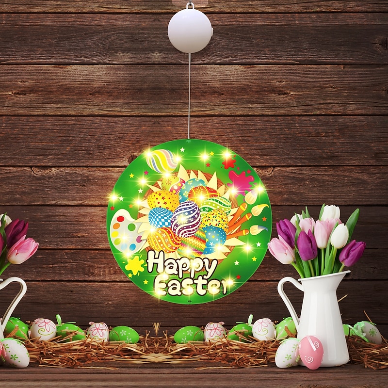 Easter Bunny Egg Suction Cup Showcase Light Battery Operated Festive Decoration for Easter Dinner Parties4