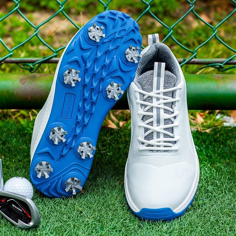 Men's Black and White Golf Shoes with Spiked Sole, Breathable Upper, and Lightweight Design for Comfort and Support on the Golf Course3
