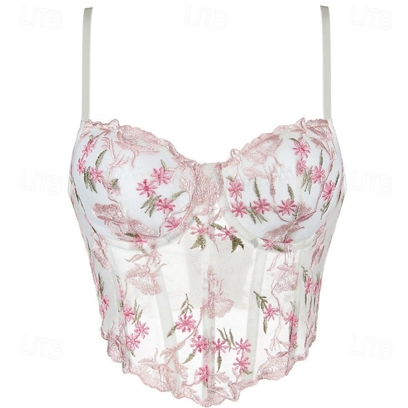 Retro Vintage Medieval Renaissance Corset Vest Bustier Lace up 13 Bones Floral Embroidery Sweetheart Neck Fancy Dress Women's Fantasy Halloween Carnival Party Casual Daily LARP Adults' Corset