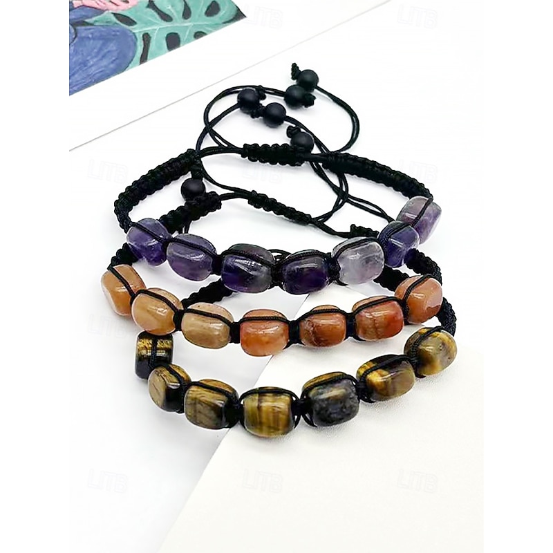 Multicolor Natural Stone Bracelet for  Women  Adjustable Macrame Cord, Healing Crystals, Boho Chic Style  Ideal for Spiritual, Casual, or Everyday Wear4