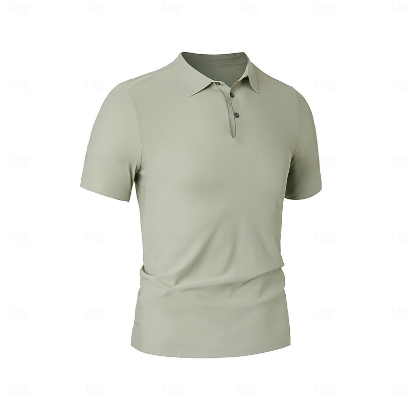 Men's Polo Work Street Turndown Short Sleeve Vacation Fashion Solid Color Buttons Summer Spring Dark Grey Frosted Green Black Dark Green Light Grey Brown Polo3