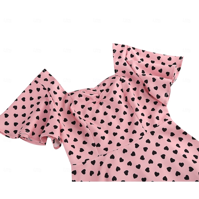 1950s Vintage Inspired Knee Length Dress A-Line Dress Tea Dress Heart A-Line Fancy Dress Women's Christmas Carnival New Year Homecoming Daily Wear Bachelorette Party Adults' Dress Summer3