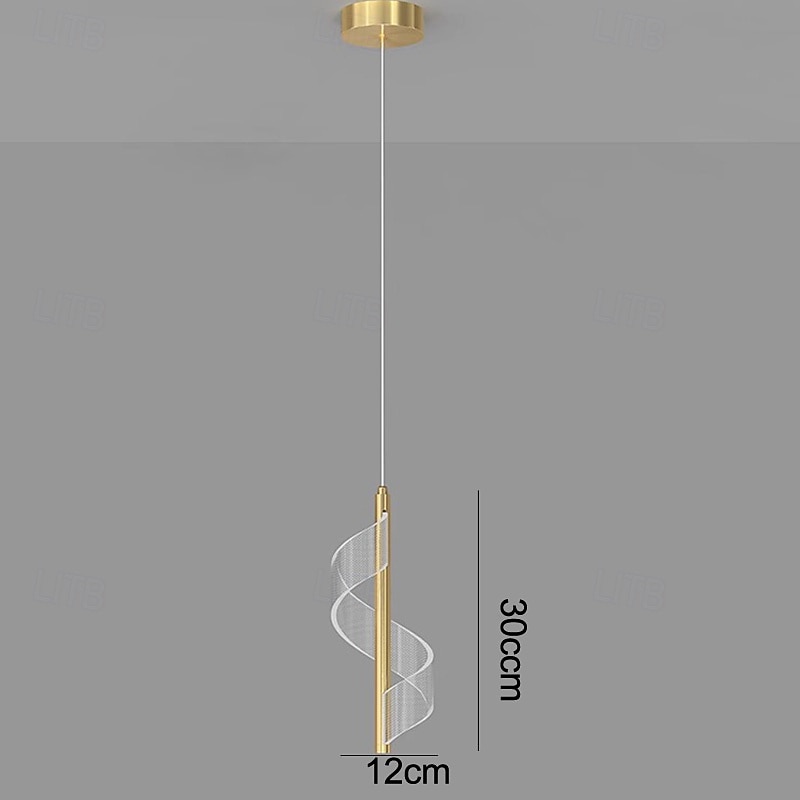 Nordic Industrial Art Long Tube Pendant Lamp Iron Ribbon Small Hanging Lamp 30cm 110-240V4