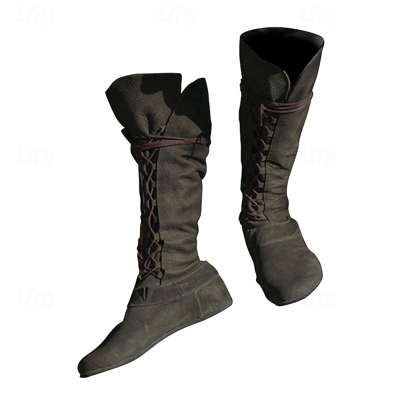 Vintage Medieval Renaissance Flat Jazz Boots Pirate Viking Ranger Archery Fancy Dress Men's Women's Unisex Halloween Carnival Party Casual Daily LARP Adults' Shoes All Seasons