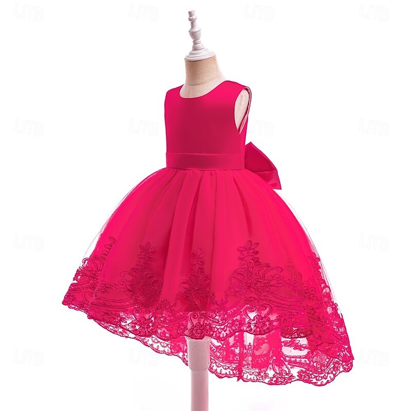 Flower Girl Dress Girls' Formal Dress Princess Dress Party Dress Performance Special Occasion Princess Solid Color Sleeveless Crew Neck Multicolor Pink 4-12 Years3