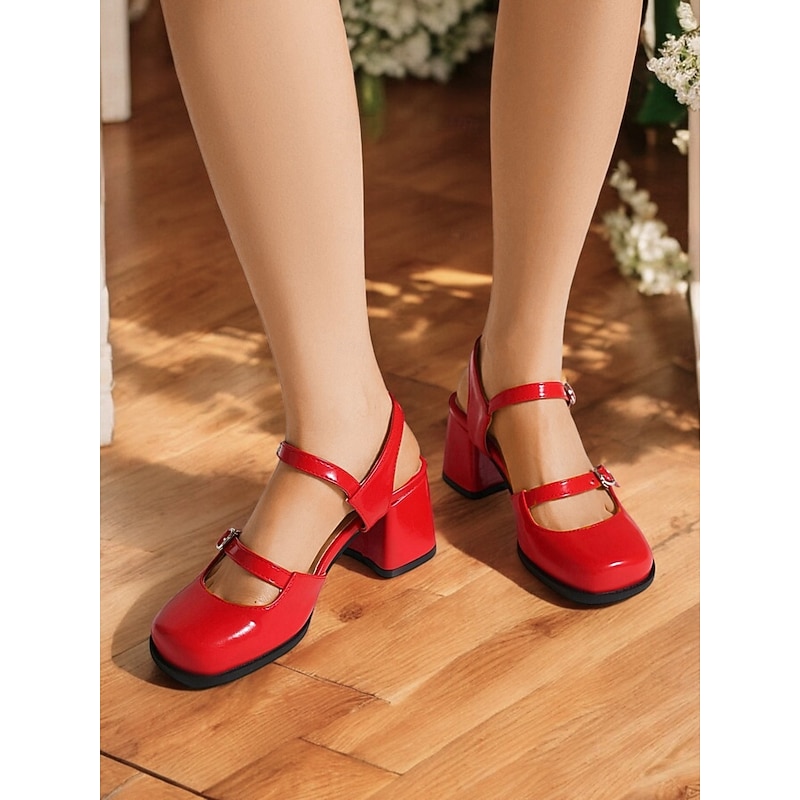 Women's Retro Double Strap Mary Jane Heels – Chunky Block Heel Round Toe Pumps for Vintage, Cosplay & Daily Wear3