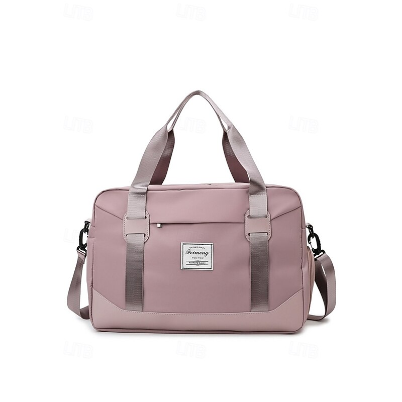 Women's Travel Duffel Bag with Shoe Compartment – Large-Capacity Waterproof Weekender Tote for Gym, Sports and Overnight TripsColor Wine Black Pink