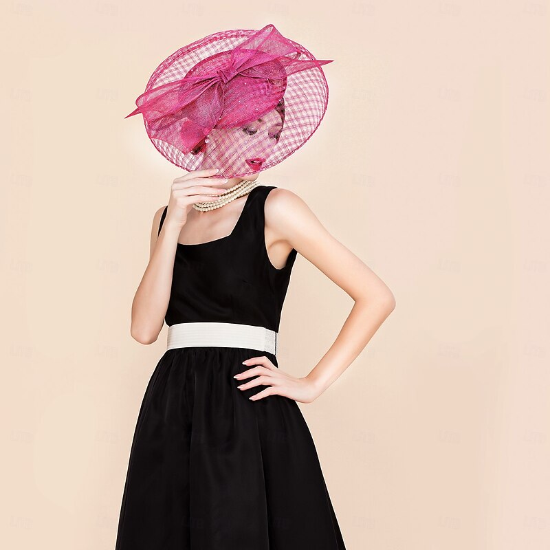 Hats Sinamay Top Hat Sinamay Hat Wedding Tea Party Elegant Wedding With Hollow-out Pure Color Headpiece Headwear3