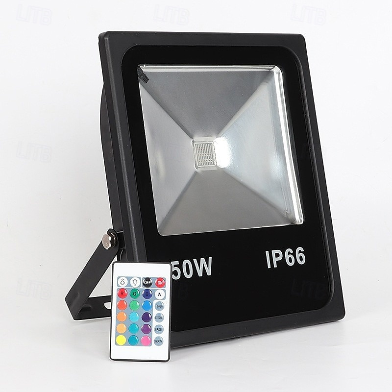 RGB LED 50W Outdoor Projection Flood Light with Remote Control Perfect for Color Changing Garden, Stage, Tree, Landscape Lighting