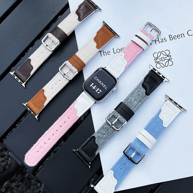 Solo Loop Compatible with Apple Watch band 38mm 40mm 41mm 42mm 44mm 45mm 49mm Cute Adjustable PU Leather Strap Replacement Wristband for iwatch Ultra 2 Series 9 8 7 SE 6 5 4 3 2 1