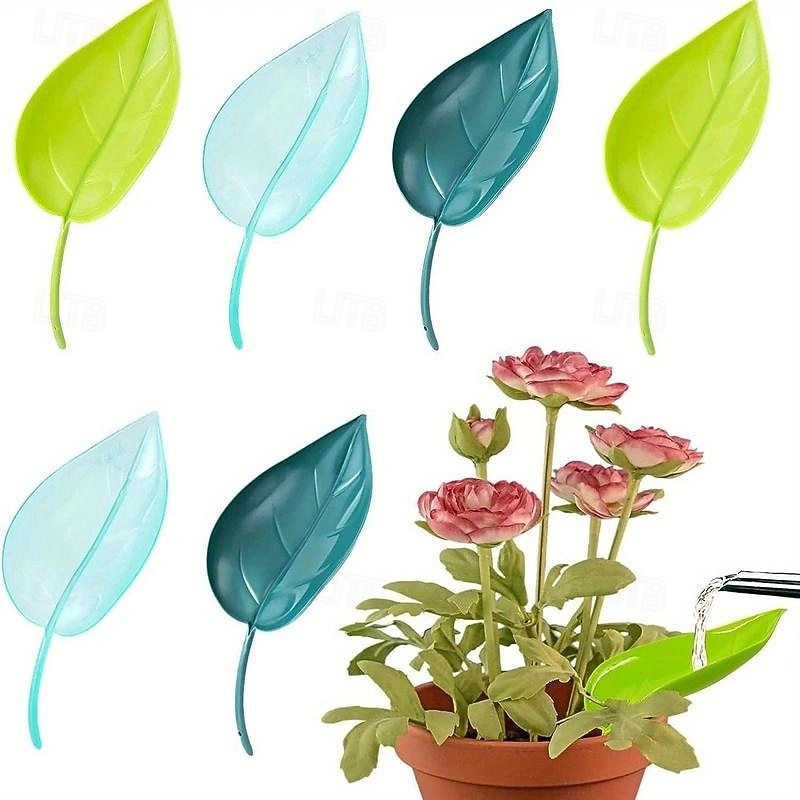 3pcs Leaf-Shaped Plant Watering Devices, 3 Vibrant Colors (Light Blue, Greenish-Yellow, Teal), Plastic Watering Funnels for Indoor & Outdoor Plants, Creative Design for Easy Watering
