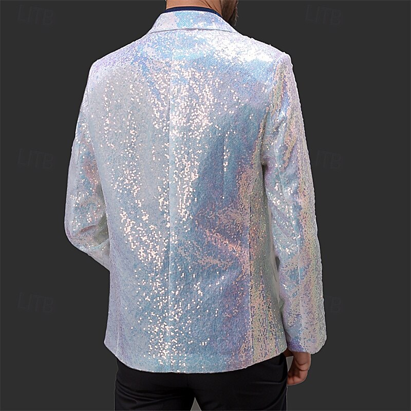 Men's Blazer Business Cocktail Party Wedding Party Vintage Fashion Spring Autumn / Fall Polyester Solid Color Pocket Buttons Comfortable Single Breasted Blazer White2