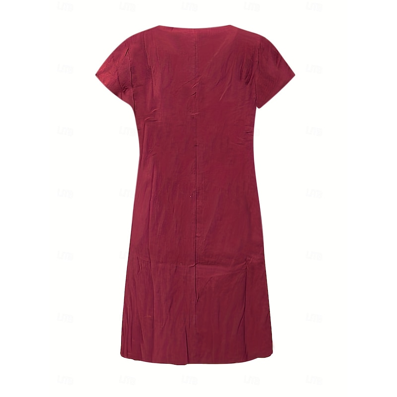 Women's Midi Dress Linen Dress Casual Dress Boho Dress Print Dress Elegant Fashion Classic Puff Sleeve Vacation Holiday Fall Dress Regular Fit Dandelion Short Sleeve V Neck Yellow Light Green2