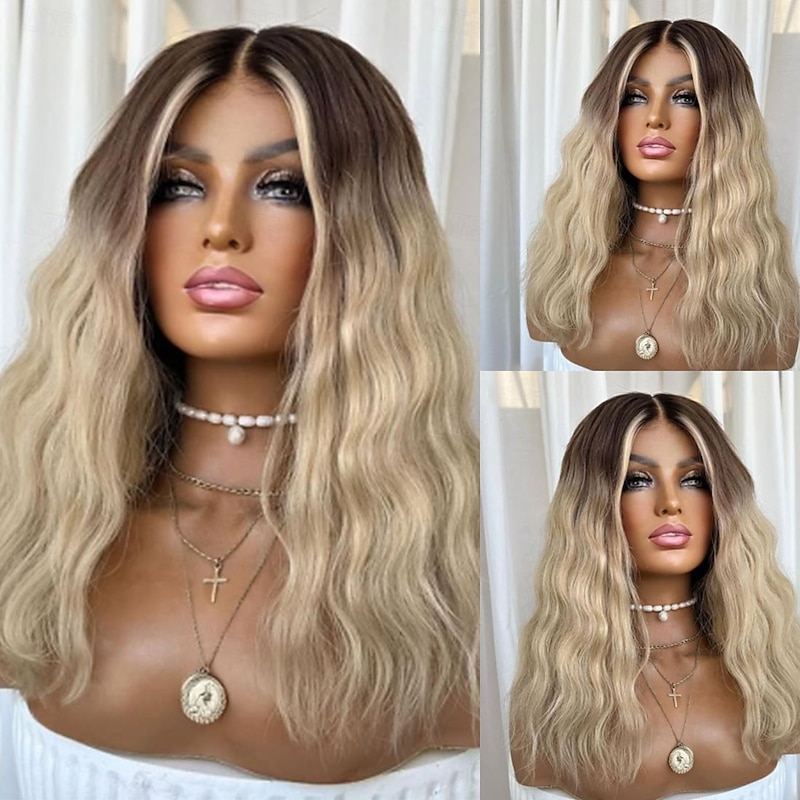 Remy Human Hair 5x5 Closure 13x4 Lace Front Wig Short Bob Brazilian Hair Natural Wave Blonde Wig 130% 150% Density with Baby Hair Ombre Hair 100% Virgin Glueless Pre-Plucked For Women Medium Length