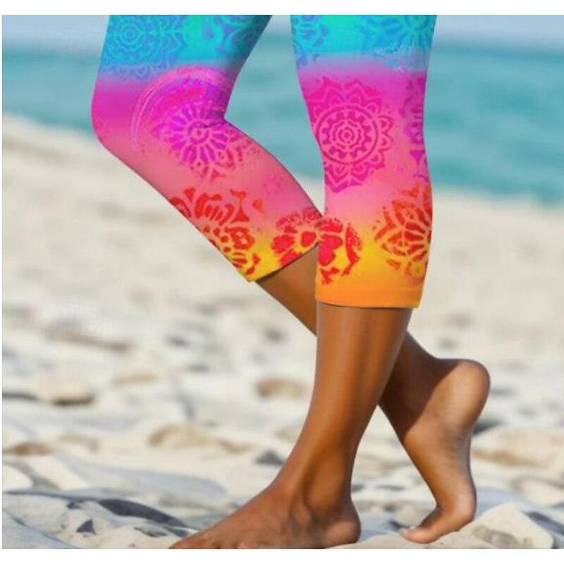 Women's Leggings Capri Pants High Elasticity Fashion Streetwear Full Length High Waist Graphic Printing Thermal Warm Breathable Soft  Outdoor Daily Light Pink Fall Winter Regular Fit3