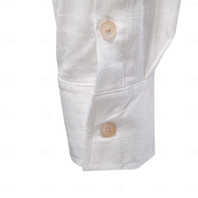 Men's Shirt White Navy Blue khaki Long Sleeve Solid Color Standing Collar Outdoor Causal Ruched Clothing Apparel Daily Casual Daily Leisure3