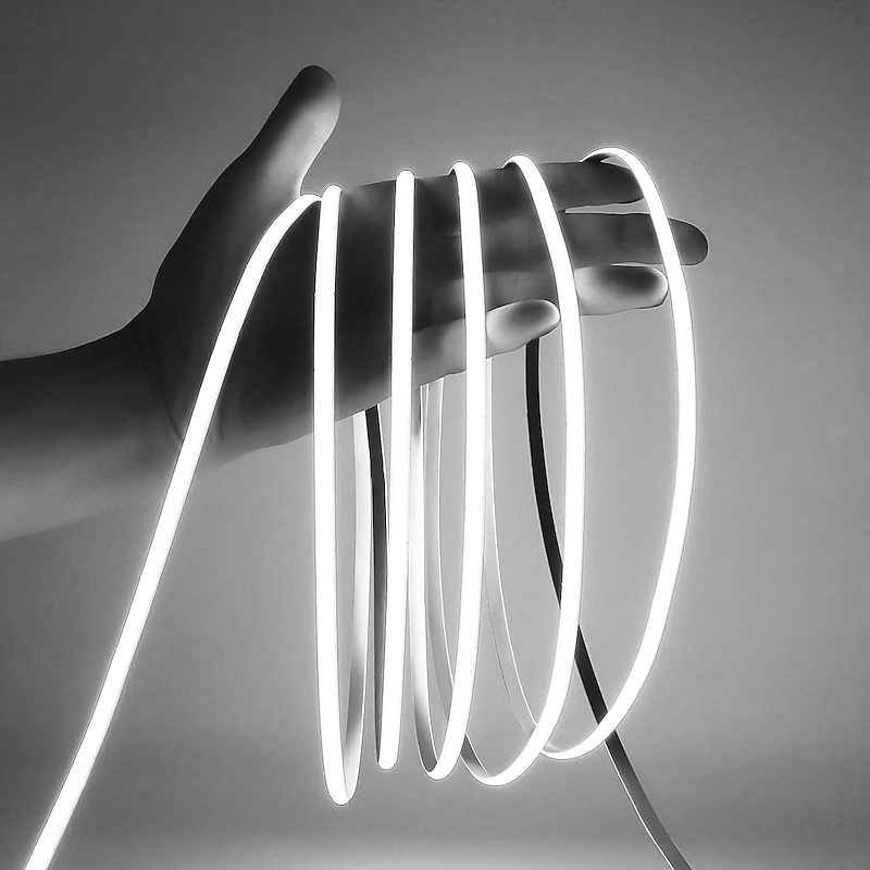 24V COB LED Light Strip 4-10m Ultra Narrow 5mm 3000K 4000K 6000K LED Tape CRI90 No Dark Area Dimmable Flexible and Cuttable LED Ribbon Suitable for Indoor Christmas Hotel Home Decoration3