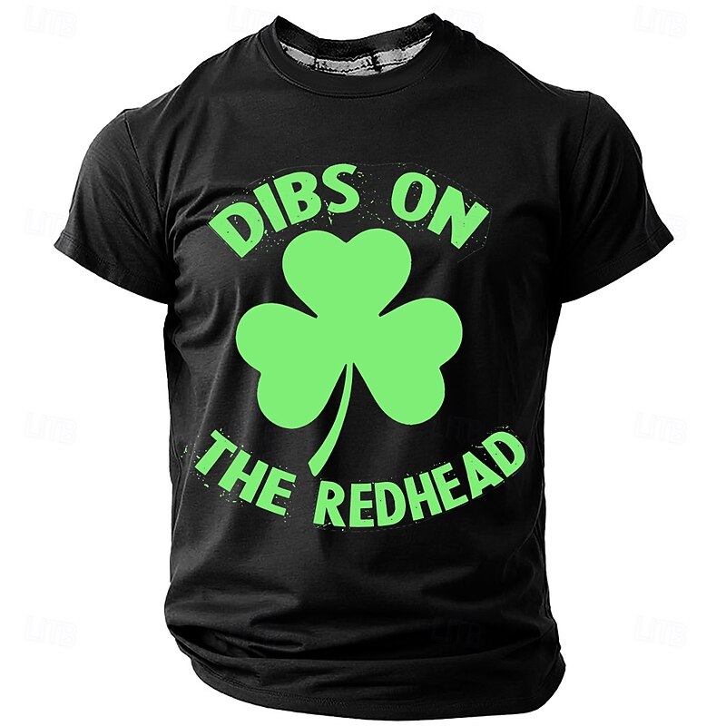 St. Patrick Men's Shamrock Lucky Irish T Shirt Short Sleeve T shirt 3D Print Crew Neck Shirt Designer Casual Party Holiday Club Army Green 1 Black Blue Summer Spring Clothing Apparel S M L XL XXL XXXL4