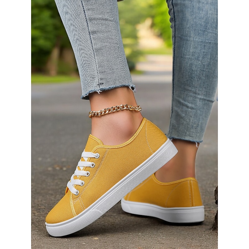 Canvas Lace-Up Sneakers for Women – Classic and Comfortable Sneakers for Everyday Wear, Perfect for Casual Outings and Weekend Adventures4