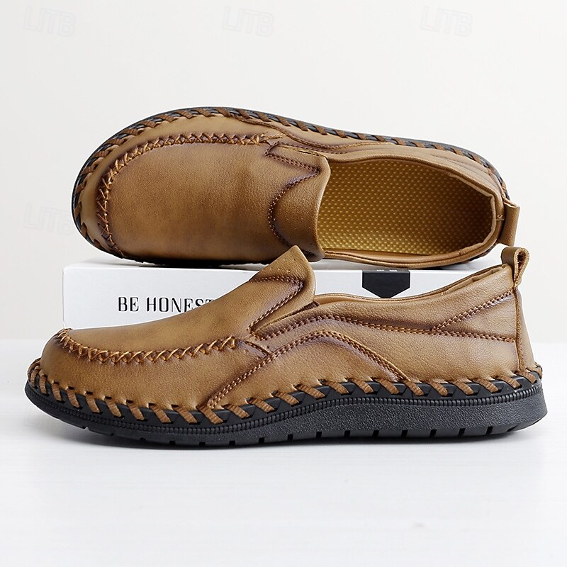 Men's Slip-On Casual Faux Leather Shoes with Stitched Detailing – Comfortable, Breathable Everyday Footwear for Outdoor and Leisure Activities4