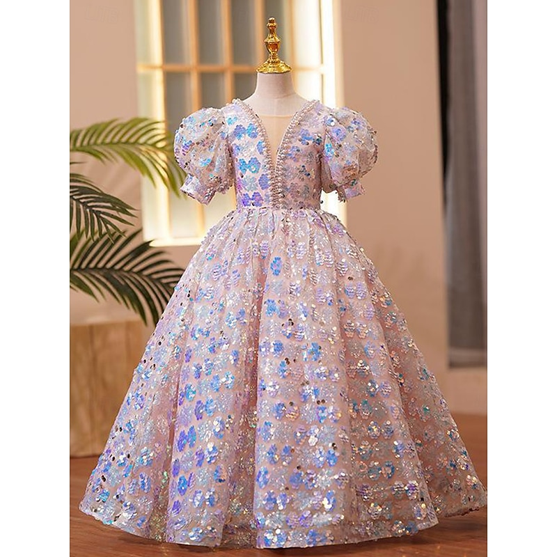 Ball Gown Short / Mini Flower Girl Dress Wedding Party Girls Cute Prom Dress Tulle with Embroidery Beach Fit 3-16 Years3