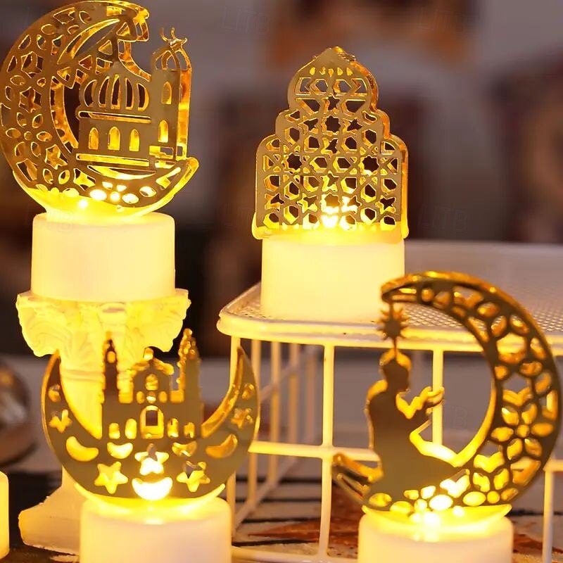 6pcs Ramadan LED Table Lamp – Vintage Candle Style Holiday Ornaments for Mubarak Home Decoration3