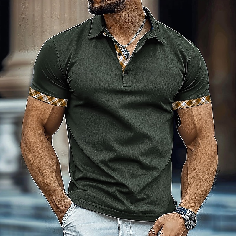 Men's Graphic Polo Short Sleeve Polo Shirts Collared Shirts Business Casual School Outdoor Daily Wear Home Wear 3D Print Summer Dark Green Dark Blue Gray2