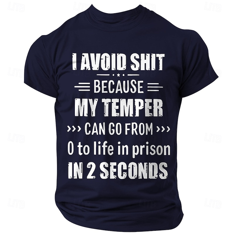 Men's Funny Slang T Shirt 100% Cotton Short Sleeve Graphic Shirt Black Dark Blue Dark Gray Comfortable Tee Vacation Street Fashion Designer Clothing