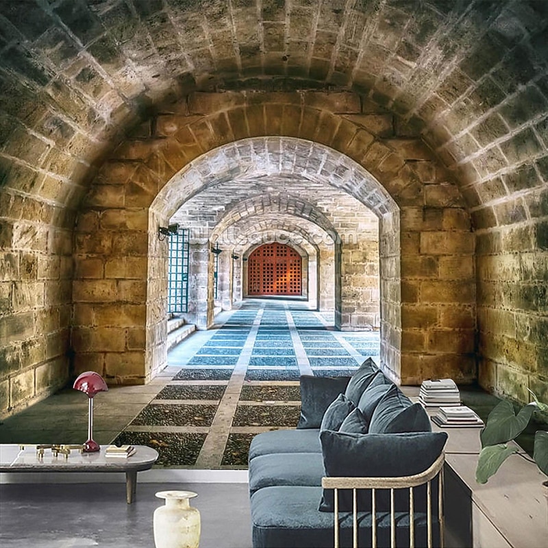 Landscape Cave 3D Wallpaper Home Decoration Wall Mural Roll Peel and Stick Removable PVC/Vinyl Material Self Adhesive/Adhesive Required Wall Decor for Living Room2