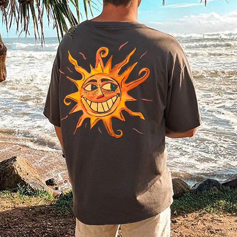 Men's Sun Maori T Shirt Short Sleeve T shirt 3D Print Crew Neck Shirt Tropical Hawaiian Vacation Street Daily Black Gray Summer Spring Clothing Apparel S M L XL XXL XXXL