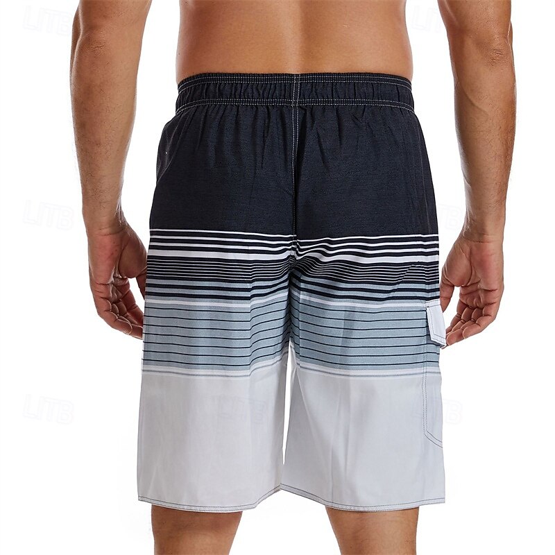 Men's Board Shorts Swim Shorts Swim Trunks with Mesh lining Elastic Waist Gradient Stripes Comfort Quick Dry Short Holiday Beach Weekend Fashion Casual Yellow Blue Micro-elastic4