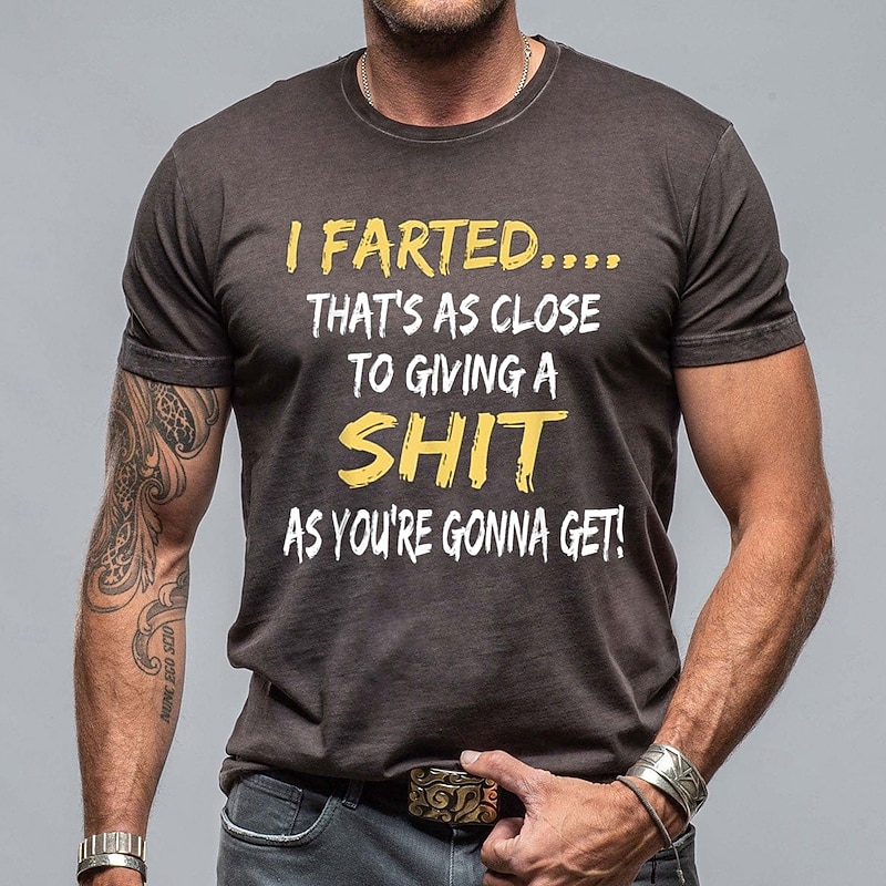 Men's Rude Offensive Funny T Shirt Short Sleeve T shirt 3D Print Crew Neck Shirt Fashion Daily Street Daily Blue Brown Green Summer Spring Clothing Apparel S M L XL XXL XXXL