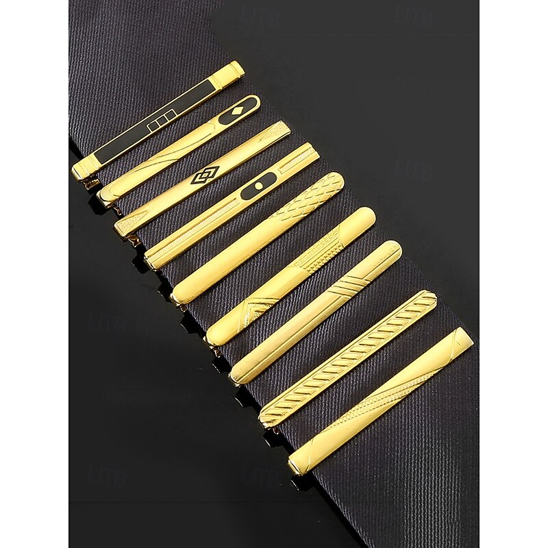 Elegant Gold Tie Clip for Men – Sleek Design with Black Inlay, Perfect for Business, Formal Events and Weddings
