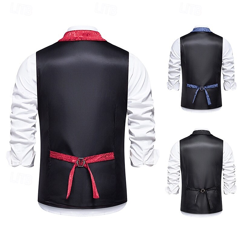 1920s Vintage Inspired The Great Gatsby Party Costume Masquerade Accessories Set Sleeveless Printing Turndown Fancy Dress Men's Halloween Party & Evening Casual Daily Adults' Vest Hat All Seasons2