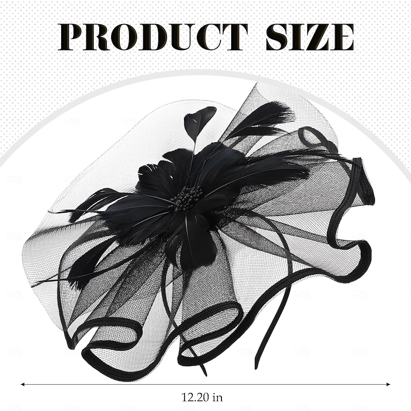 Vintage Tea Party Hat - 2025 Mesh Kentucky Fascinators Headband Flower Feather Derby Hats for Women Girls4