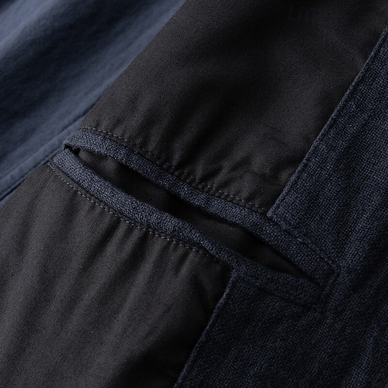 Men's 100% Linen Blazer Jacket Formal Wedding Elegant Warm Spring Fall Solid Color Thicken Single Breasted Two-button Blazer Black Navy Blue4