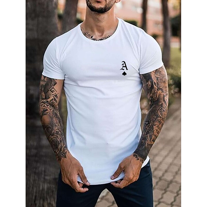 Men's Tee Short Sleeve Shirt Tee Top Short Sleeve Crewneck Spring &  Fall Letter Print Fashion Designer Print Vacation Street Going out White Black Red Top Tee for Men2