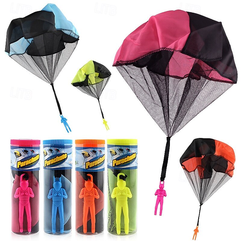 Outdoor Flying Parachute Toys 4 PCS Parachute Thrower Toy Set Outdoor Kite Landing Toy Children Garden Game for Children Outdoor Games