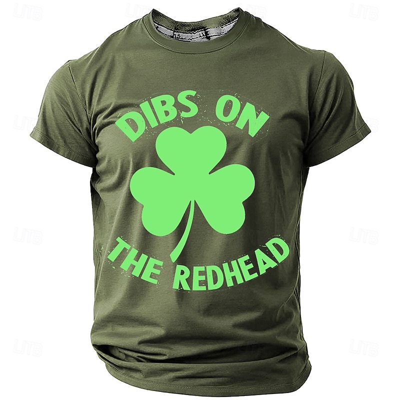 St. Patrick Men's Shamrock Lucky Irish T Shirt Short Sleeve T shirt 3D Print Crew Neck Shirt Designer Casual Party Holiday Club Army Green 1 Black Blue Summer Spring Clothing Apparel S M L XL XXL XXXL2