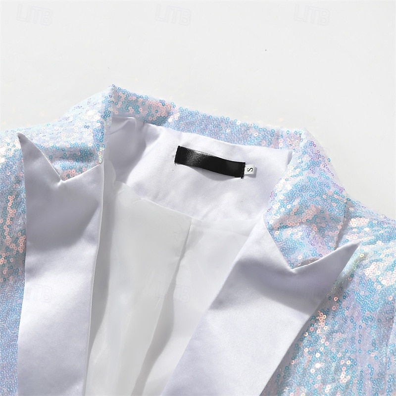 Men's Blazer Business Cocktail Party Wedding Party Vintage Fashion Spring Autumn / Fall Polyester Solid Color Pocket Buttons Comfortable Single Breasted Blazer White3