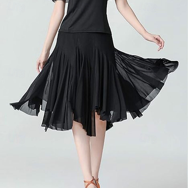 Women's Standard Dance 360-Degree Long Skirt Latin Salsa Rumba Flamenco Practice Dress3